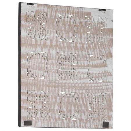 Hand-Carved Wall Panel MDF 60x60x1.5 cm Black and White