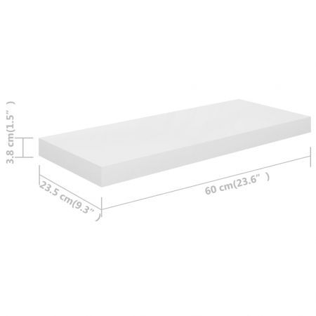 Floating Wall Shelf High Gloss White 60x23.5x3.8 cm MDF