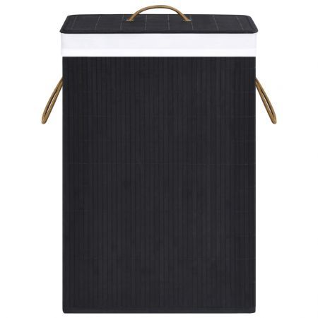 Bamboo Laundry Basket with Single Section Black