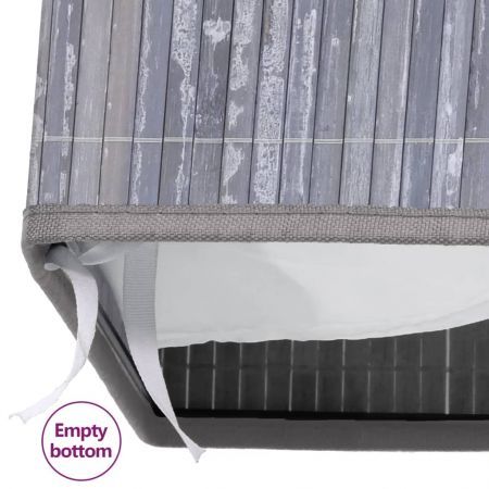 Bamboo Laundry Basket with 2 Sections Grey 72 L