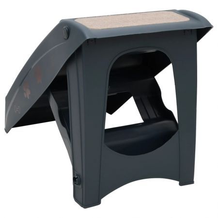 Folding 4-Step Dog Stairs Dark Grey