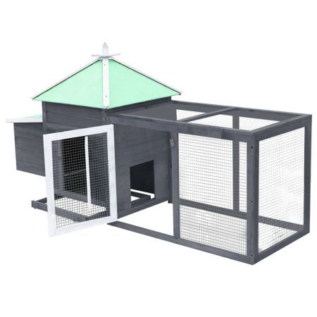 Chicken Coop with Nest Box Grey 190x72x102 cm Solid Firwood