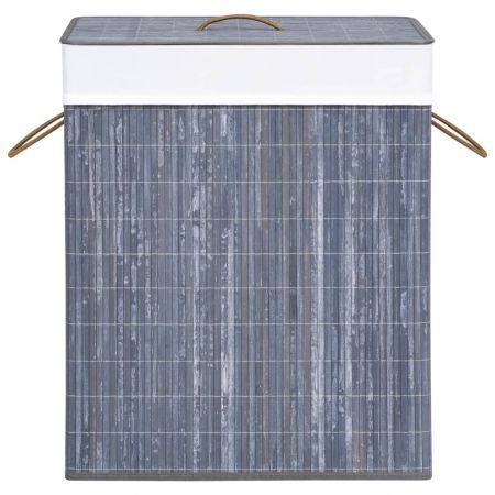 Bamboo Laundry Basket with Single Section Grey 83 L