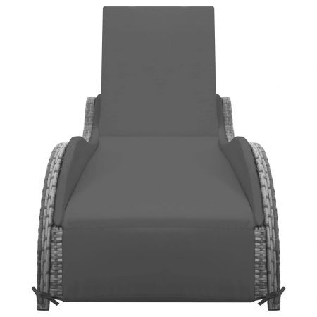 Sun Lounger with Cushion Poly Rattan Anthracite