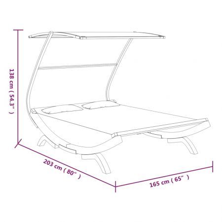 Outdoor Lounge Bed with Canopy 165x203x138 cm Solid Bent Wood Anthracite