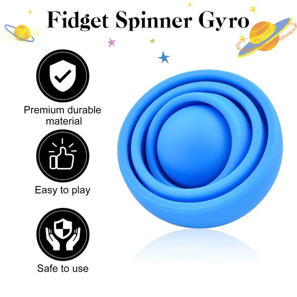 Fidget Toy,Fidget Gyro Toys,Gift Ideas Fidgets Gifts for Boys Girls Teens Kids,ADHD Autism Stress Relief Finger Toy Hand Fidget Spinner (Black+Blue,2Pack)