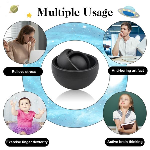 Fidget Toy,Fidget Gyro Toys,Gift Ideas Fidgets Gifts for Boys Girls Teens Kids,ADHD Autism Stress Relief Finger Toy Hand Fidget Spinner (Black)