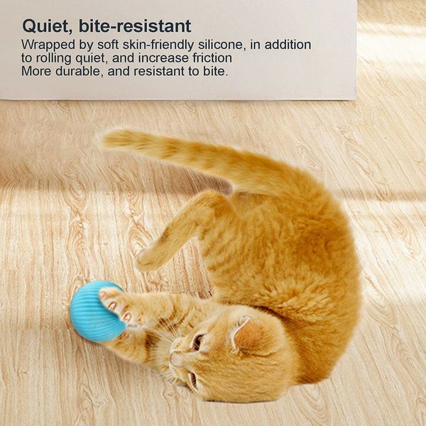 Smart Interactive Cat Toys Ball, Automatic 360 Degree Self-Rotating Rolling Ball (Blue)