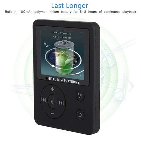 USB 2.0 Mini MP3 MP4 Player, Mini Music Player with Headphones for Running (Black)