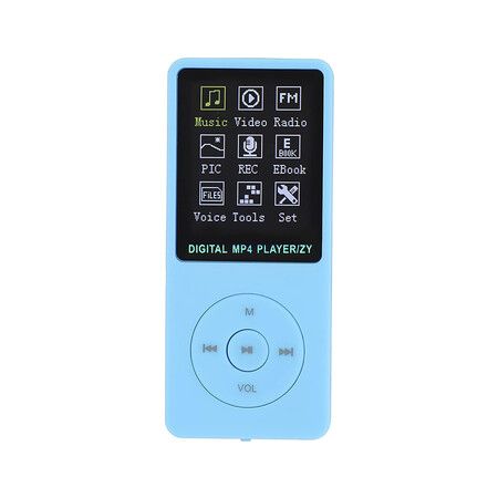 Mp3 Player, Mini Plug Card Video MP4 1.8 Inch Max Support 32GB for Running (Blue)