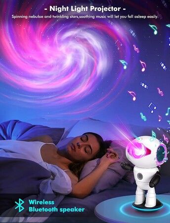 Galaxy Projector, Robot Star Projector with HiFi Bluetooth Speaker, Wireless Night Light Projector, Multi Color Dynamic Light Base, Ambient Lighting