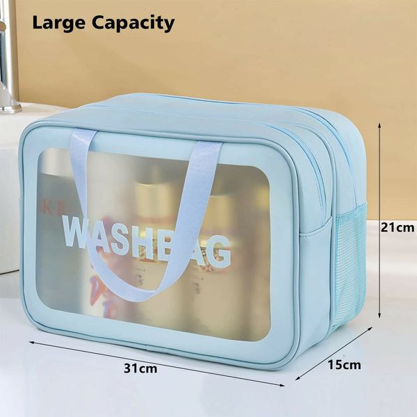 Travel Toiletry Bag for Women and Men with Handle Makeup Cosmetic Organizer Bag for Travel Toiletries Accessories(Blue)