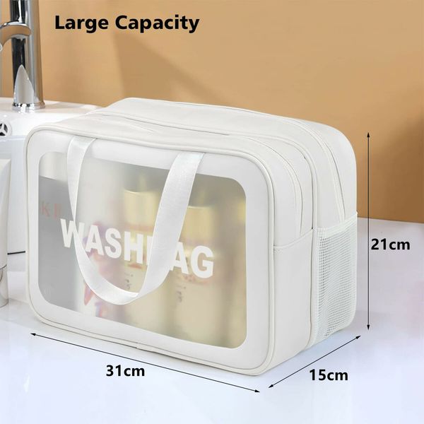 Travel Toiletry Bag for Women and Men with Handle Makeup Cosmetic Organizer Bag for Travel Toiletries Accessories(White)