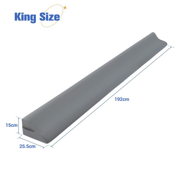 King Size Bed Pillow Wedge Gap Filler Cushion Foam Headboard Bedrest Comfortable with Side Pockets Grey