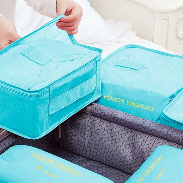 6Pcs Travel Luggage Packing Organizer, Packing Cubes, Luggage Organizer Bag (Blue)