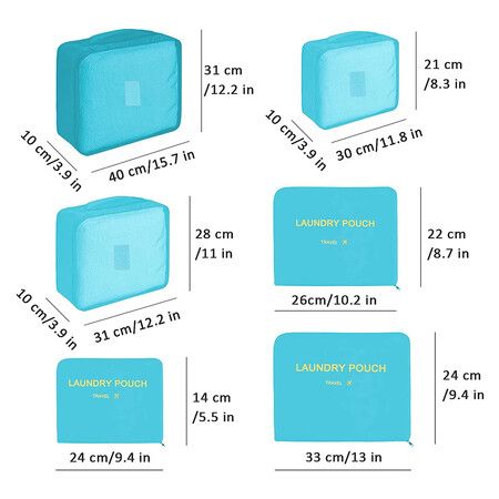 6Pcs Travel Luggage Packing Organizer, Packing Cubes, Luggage Organizer Bag (Blue)