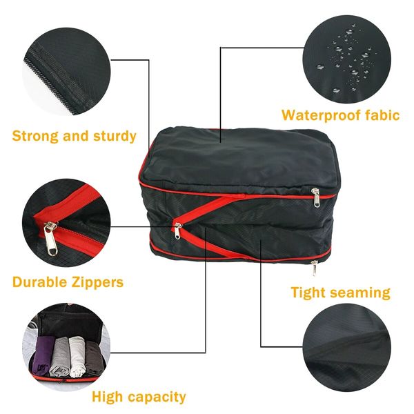 3Pcs Packing Cubes For Travel Double Compression Pouch Luggage Organizer Storage Waterproof Bags