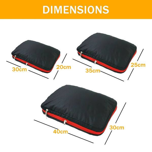 3Pcs Packing Cubes For Travel Double Compression Pouch Luggage Organizer Storage Waterproof Bags