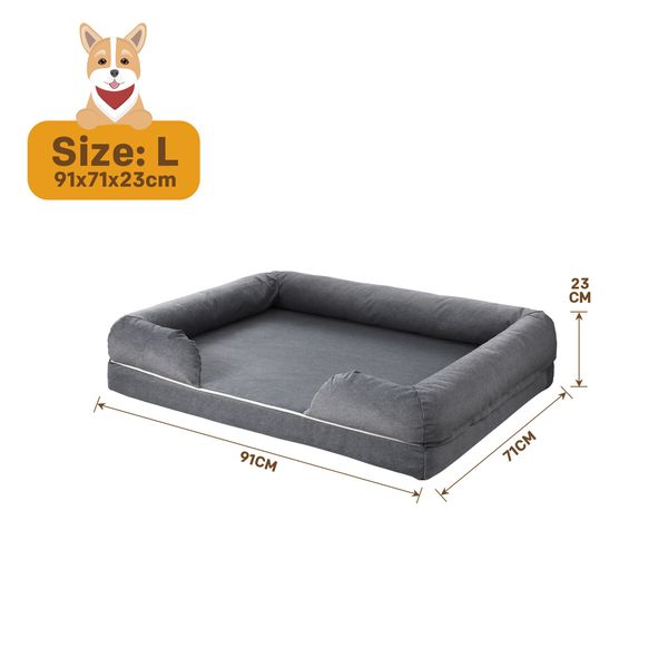 Dog Bed Orthopedic Pet Cat Calming Sofa Couch Memory Foam Cushion Large Mattress Waterproof Liner Removable Washable Cover Bolster Lounger