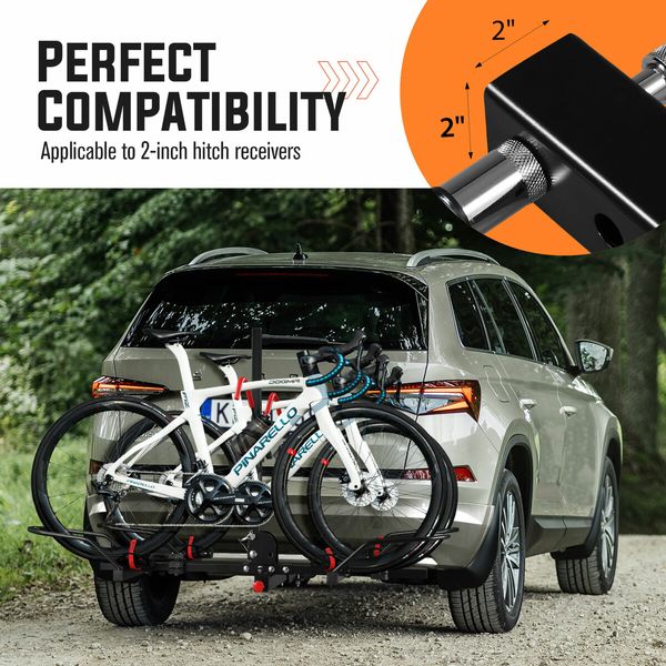 2 Ebike Rack Mountain Bicycle Carrier Stand Rear Electric Car Mount Storage Platform Holder 2 Inch Foldable Tilt with Lock