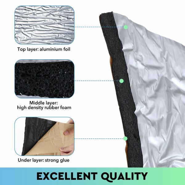 Car Sound Deadener Deadening Proofing Mat Noise Dampening DIY Van Boat Truck Heat Shield Insulation Roll 5mm 5sq m 1x5m