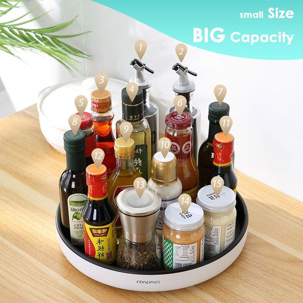 Plastic turnable Fridge Kitchen Organizer  Non-Slip Spinning Cabinet Turntable