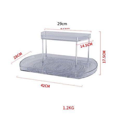 Double-layer Turntable Organizer for Refrigerator, Clear Rectangular Fridge Organizer Storage for Cabinet, Table, Pantry, Kitchen, Countertop