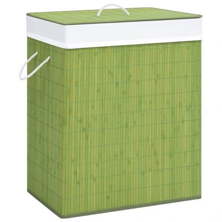 Bamboo Laundry Basket with 2 Sections Green 100 L