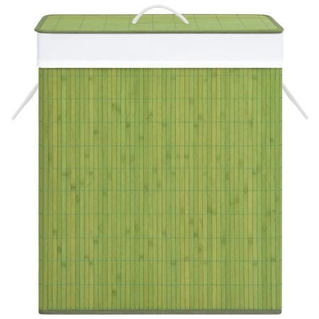 Bamboo Laundry Basket with 2 Sections Green 100 L