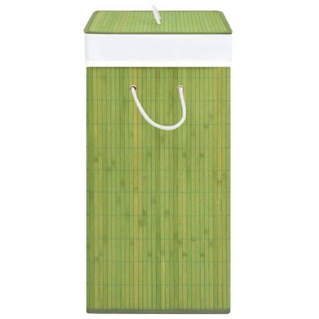 Bamboo Laundry Basket with 2 Sections Green 100 L