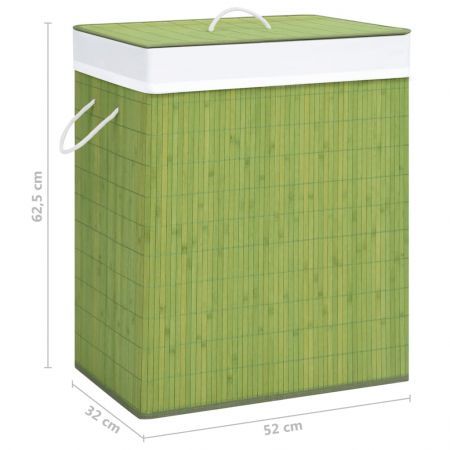 Bamboo Laundry Basket with 2 Sections Green 100 L