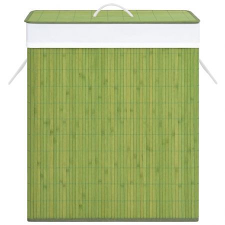 Bamboo Laundry Basket with Single Section Green 83 L