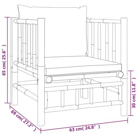 Garden Sofa with Dark Grey Cushions Bamboo