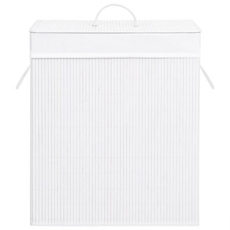 Bamboo Laundry Basket with 2 Sections White 100 L