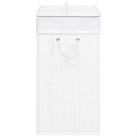 Bamboo Laundry Basket with 2 Sections White 100 L