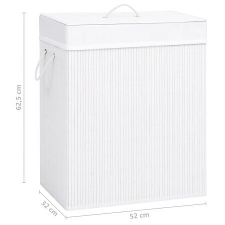 Bamboo Laundry Basket with 2 Sections White 100 L