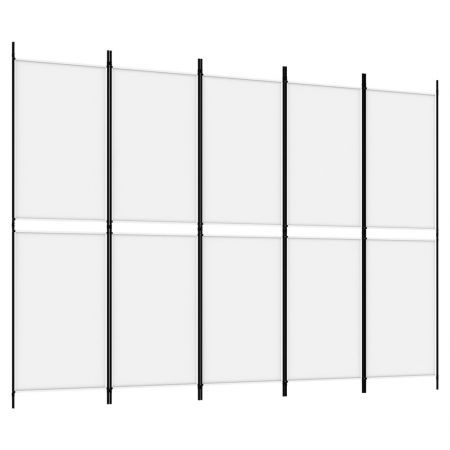 5-Panel Room Divider White 250x180 cm Fabric