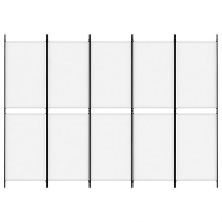 5-Panel Room Divider White 250x180 cm Fabric