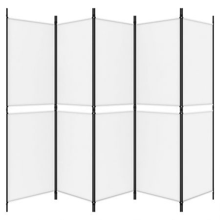 5-Panel Room Divider White 250x180 cm Fabric