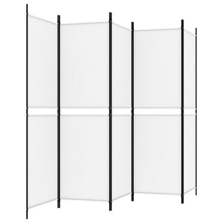 5-Panel Room Divider White 250x180 cm Fabric