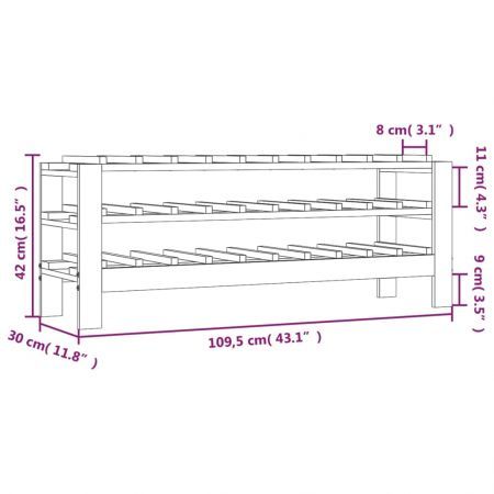 Wine Rack 109.5x30x42 cm Solid Wood Pine