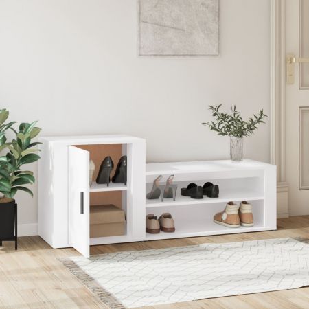 Shoe Cabinet White 130x35x54 cm Engineered Wood