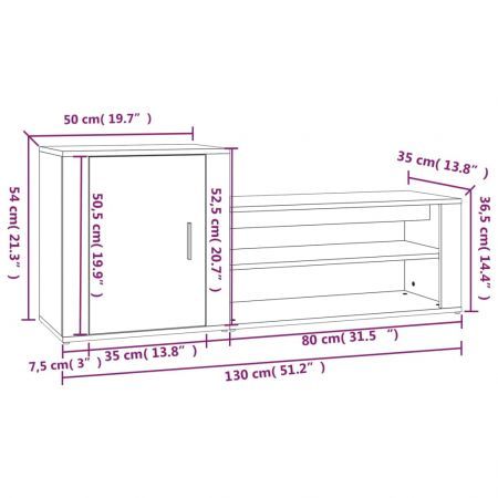 Shoe Cabinet White 130x35x54 cm Engineered Wood