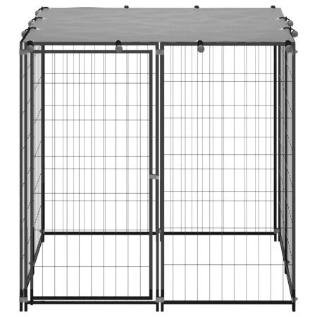 Dog Kennel Black 110x110x110 cm Steel