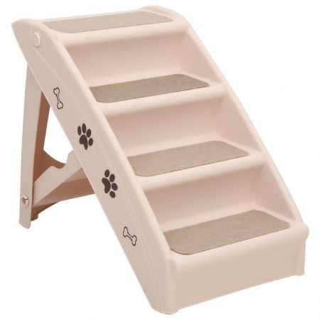 Folding Dog Stairs Cream 62x40x49.5 cm