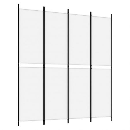 4-Panel Room Divider White 200x220 cm Fabric