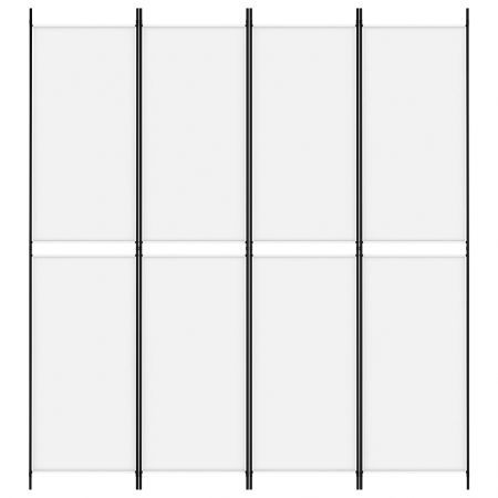 4-Panel Room Divider White 200x220 cm Fabric