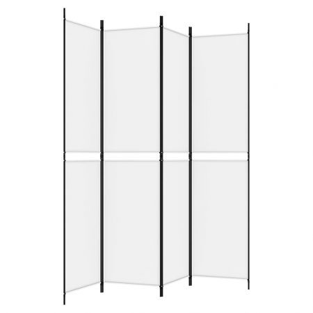 4-Panel Room Divider White 200x220 cm Fabric