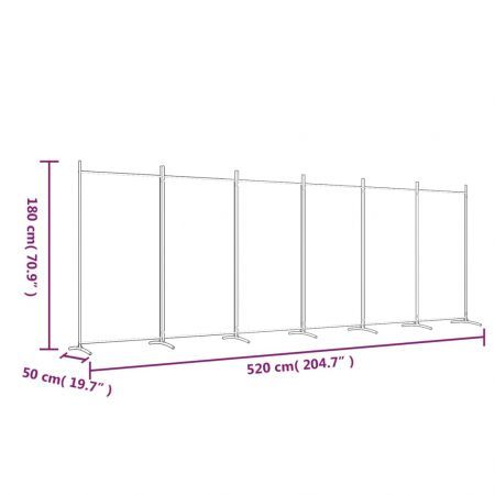 6-Panel Room Divider Brown 520x180 cm Fabric