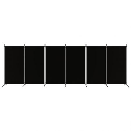 6-Panel Room Divider Black 520x180 cm Fabric